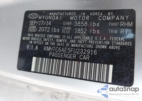 2015 Hyundai Veloster Turbo from USA, damaged, VIN KMHTC6AE5FU232916